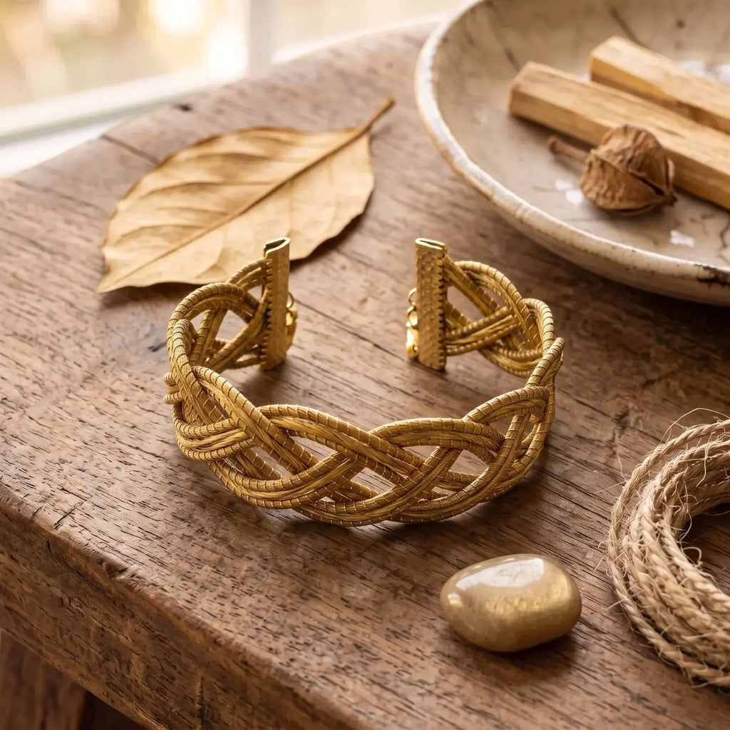 Bracelet Soléa – Manchette Tressée en Or Végétal Cap-Nature