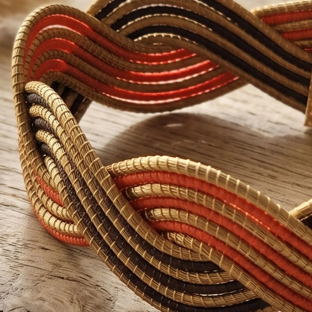 Bracelet Sienna – Or Végétal Tressé Rouge & Brun
