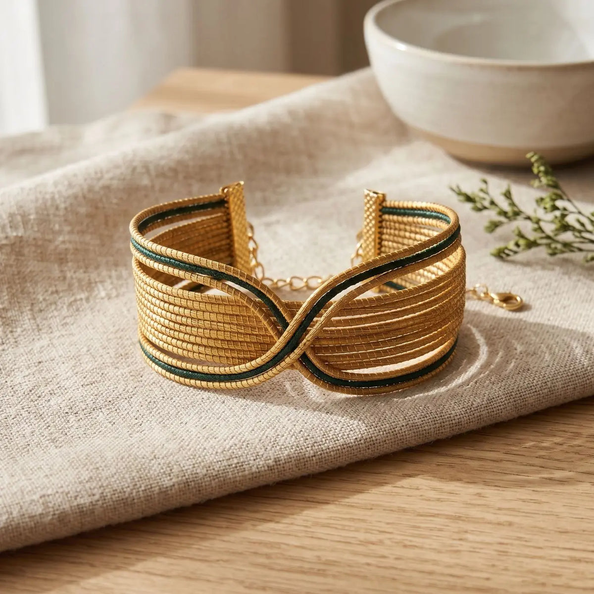 Bracciale Liana – Oro Vegetale Verde & Dorato