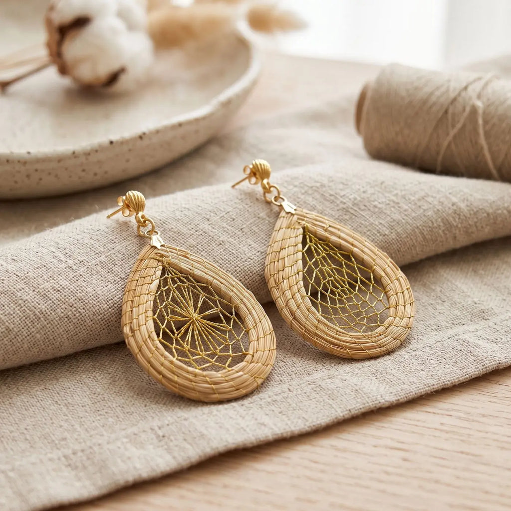 Boucles d’Oreilles Sonho – Capteur de Rêves en Or Végétal Cap-Nature