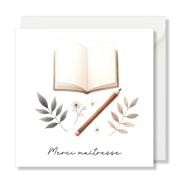 Carte de Vœux Carrée "Merci Maîtresse" – Illustration Élégante - Cap-Nature