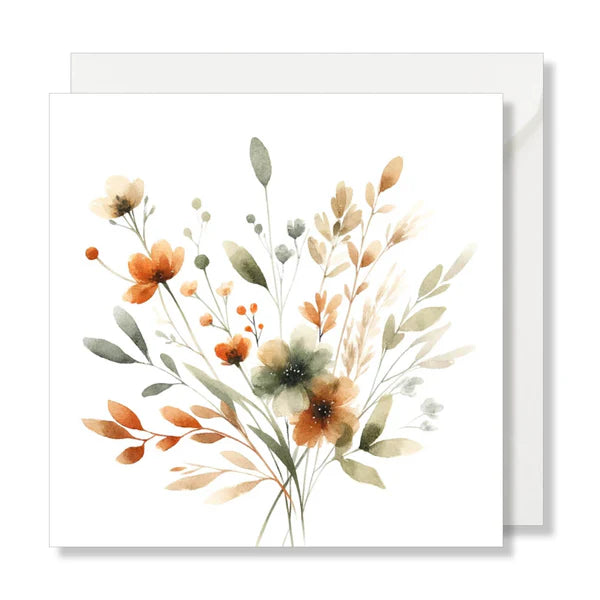 Carte de Vœux Carrée "Bouquet" Automne – Illustration Aquarelle - Cap-Nature