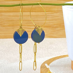 Boucles d'Oreilles en Acier Inoxydable avec Pendentif Coloré - Cap-Nature