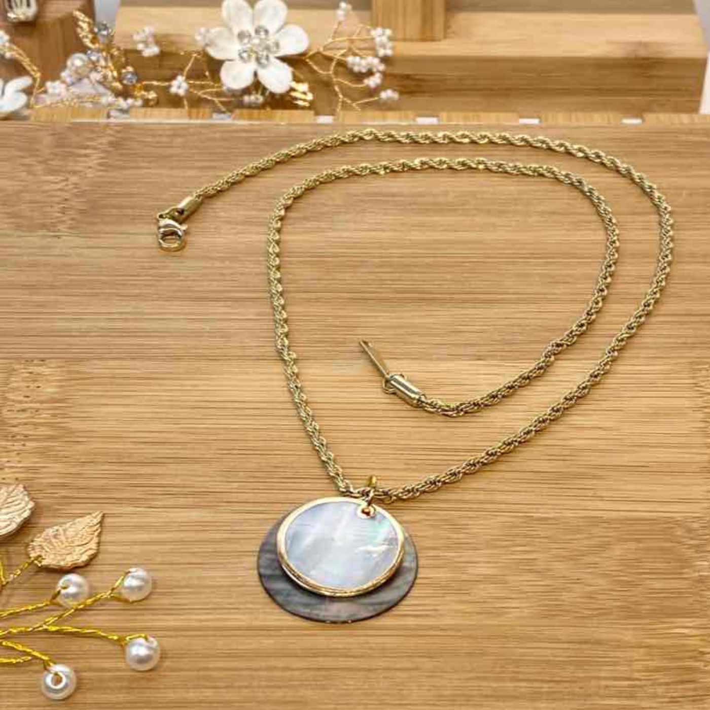 Collier en Acier Inoxydable avec Pendentif Double Cercle - Cap-Nature