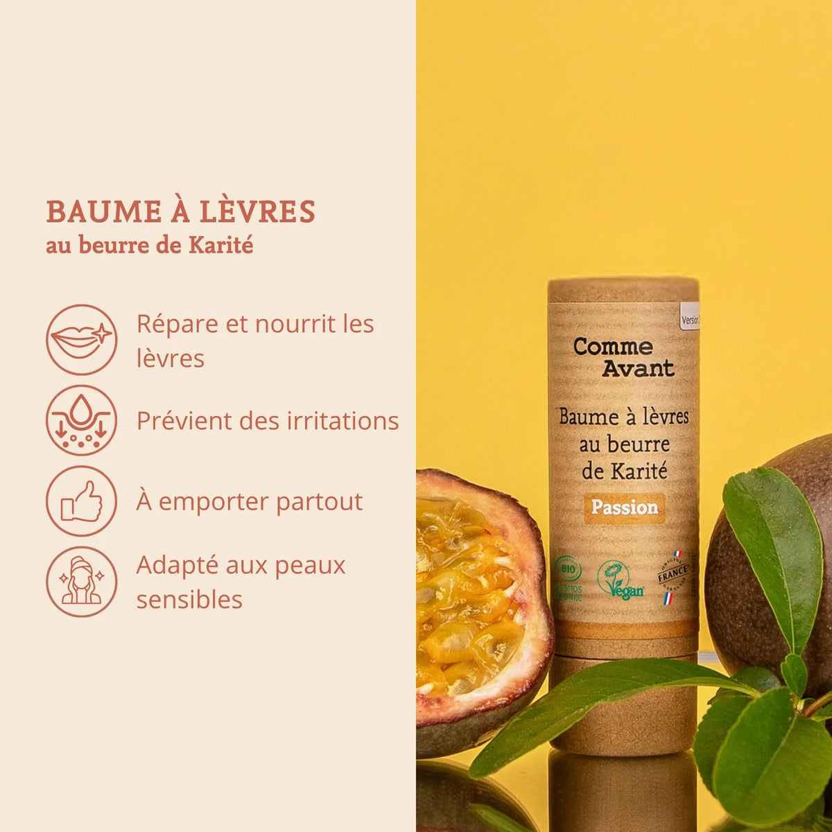 Baume à lèvres au beurre de Karité - Comme Avant - Cap-Nature