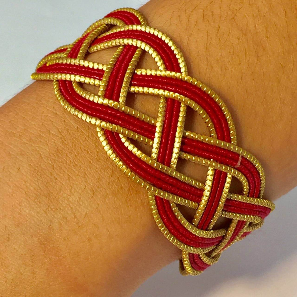 Bracelet en Or Végétal et Fibre de Palmier Buriti Teintée rouge - Cap-Nature