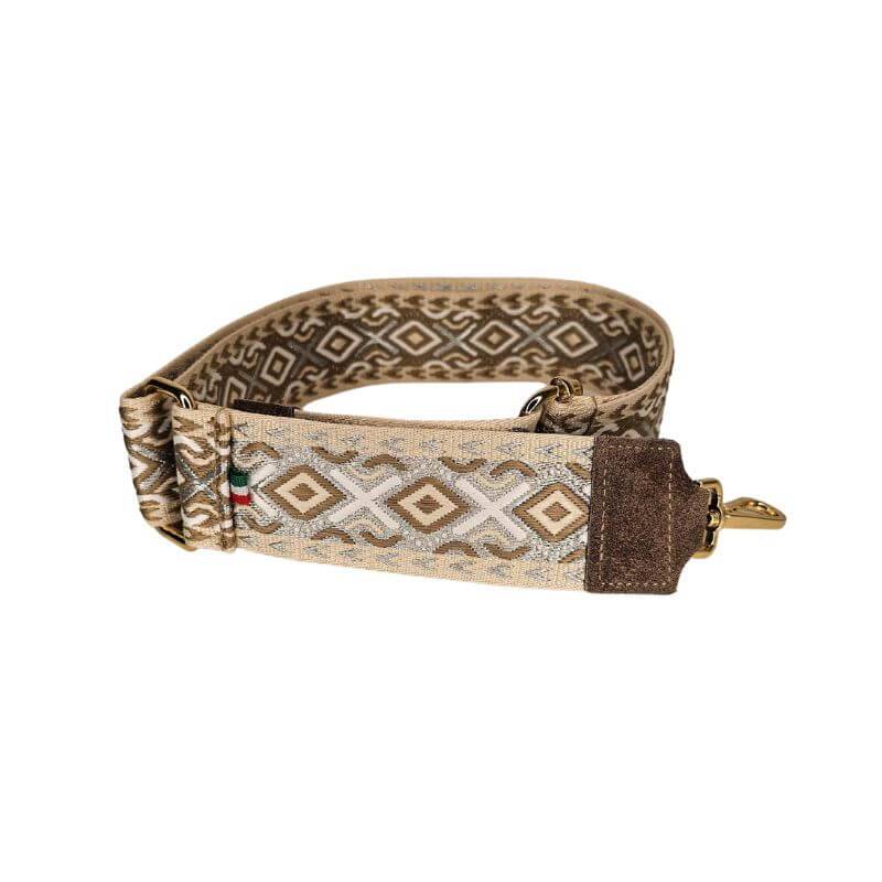 Bandoulière Textile à Motif avec Accessoires Dorés - Cap-Nature