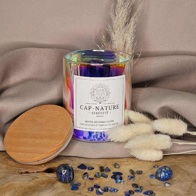 Bougie Lapis Lazuli & Fleur de Coton - Cap-Nature