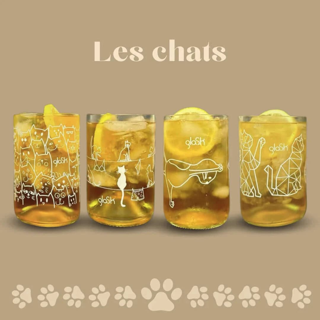 Set de 4 verres - Les chats transparent - Cap-Nature