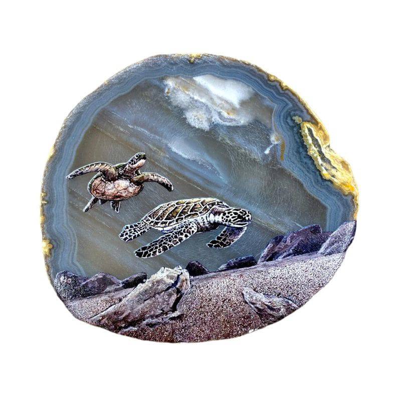 Plaque en Agate Botswana avec Imprimé Tortue - Cap-Nature