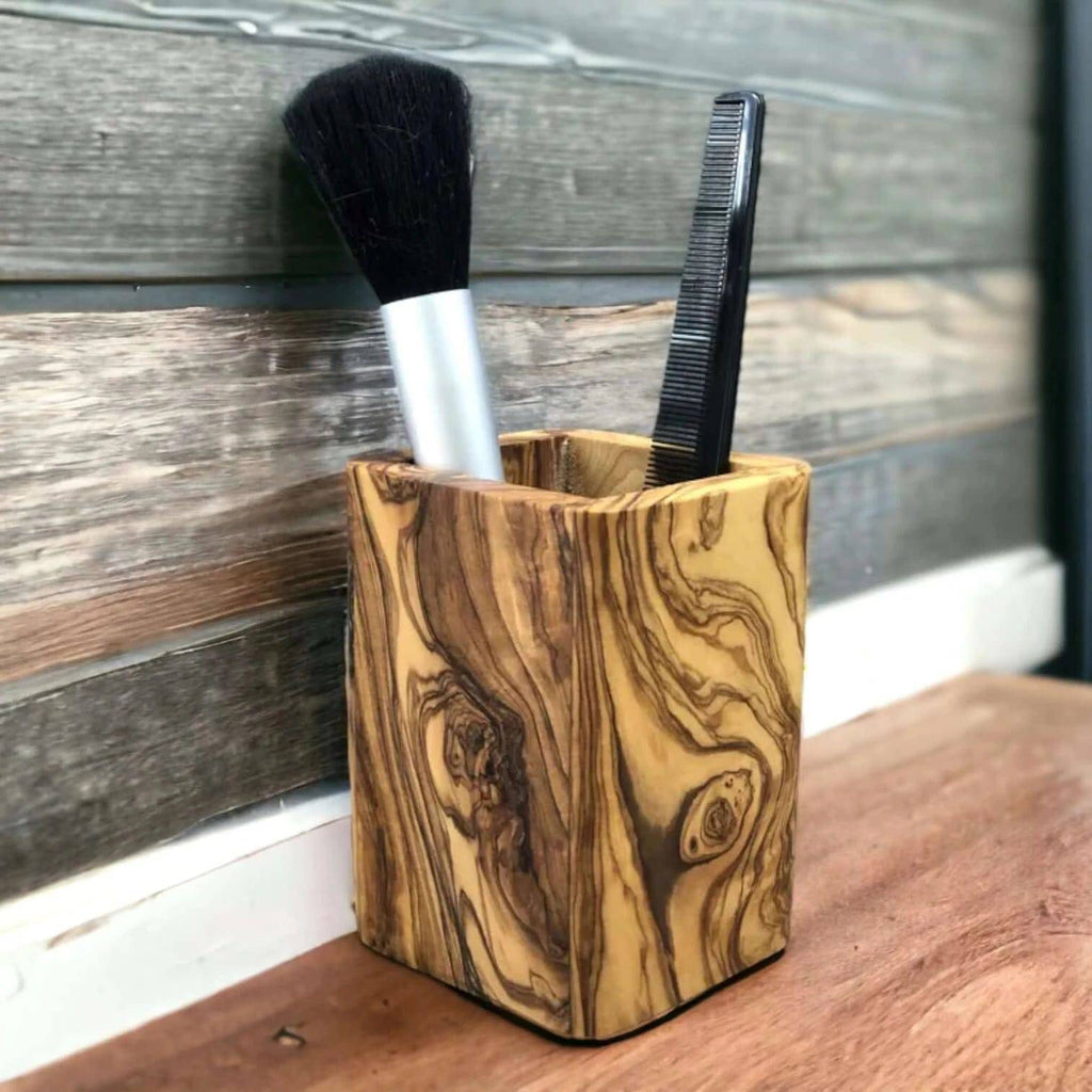 Gobelet à brosse à dents en bois d'olivier - Cap-Nature