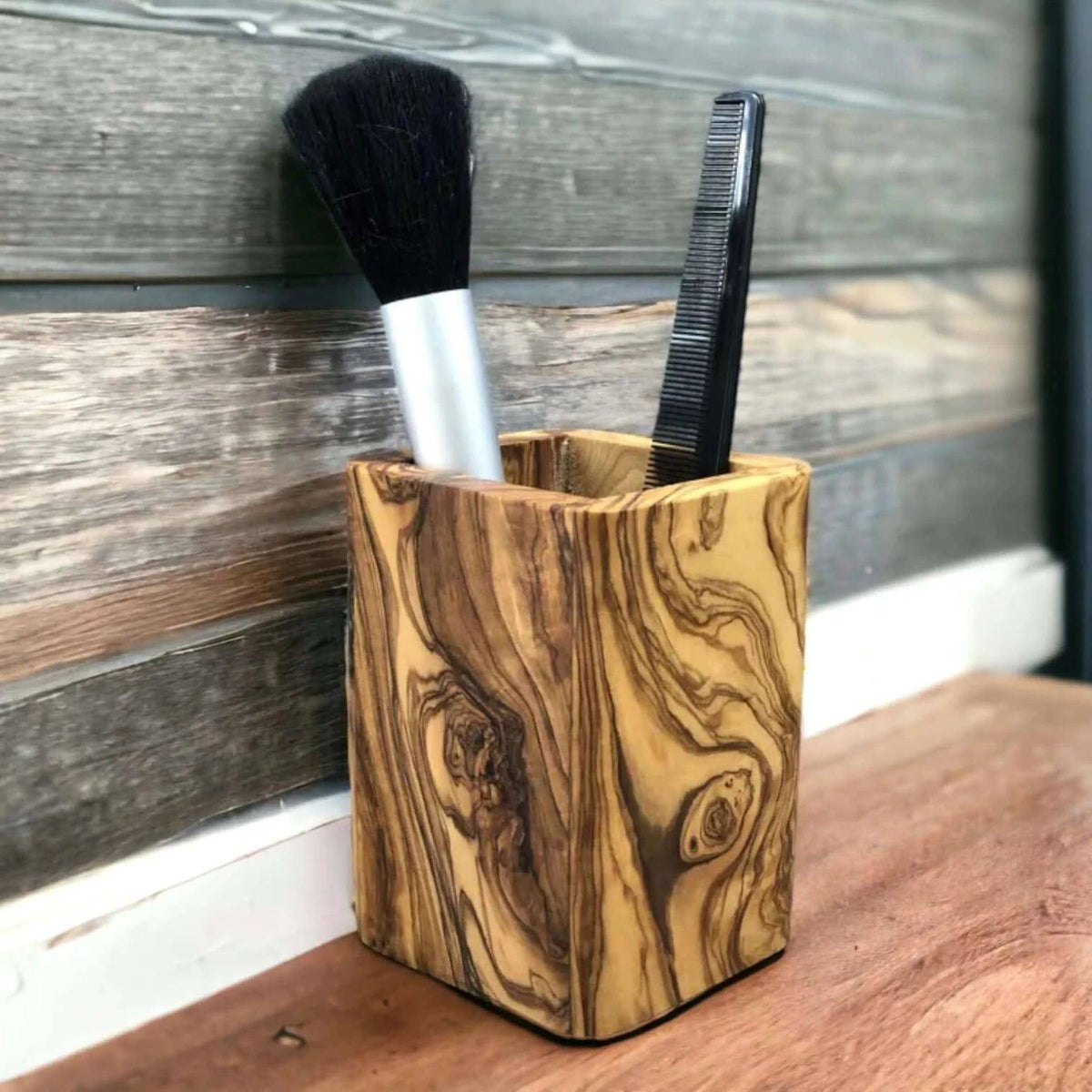 Gobelet à brosse à dents en bois d'olivier - Cap-Nature