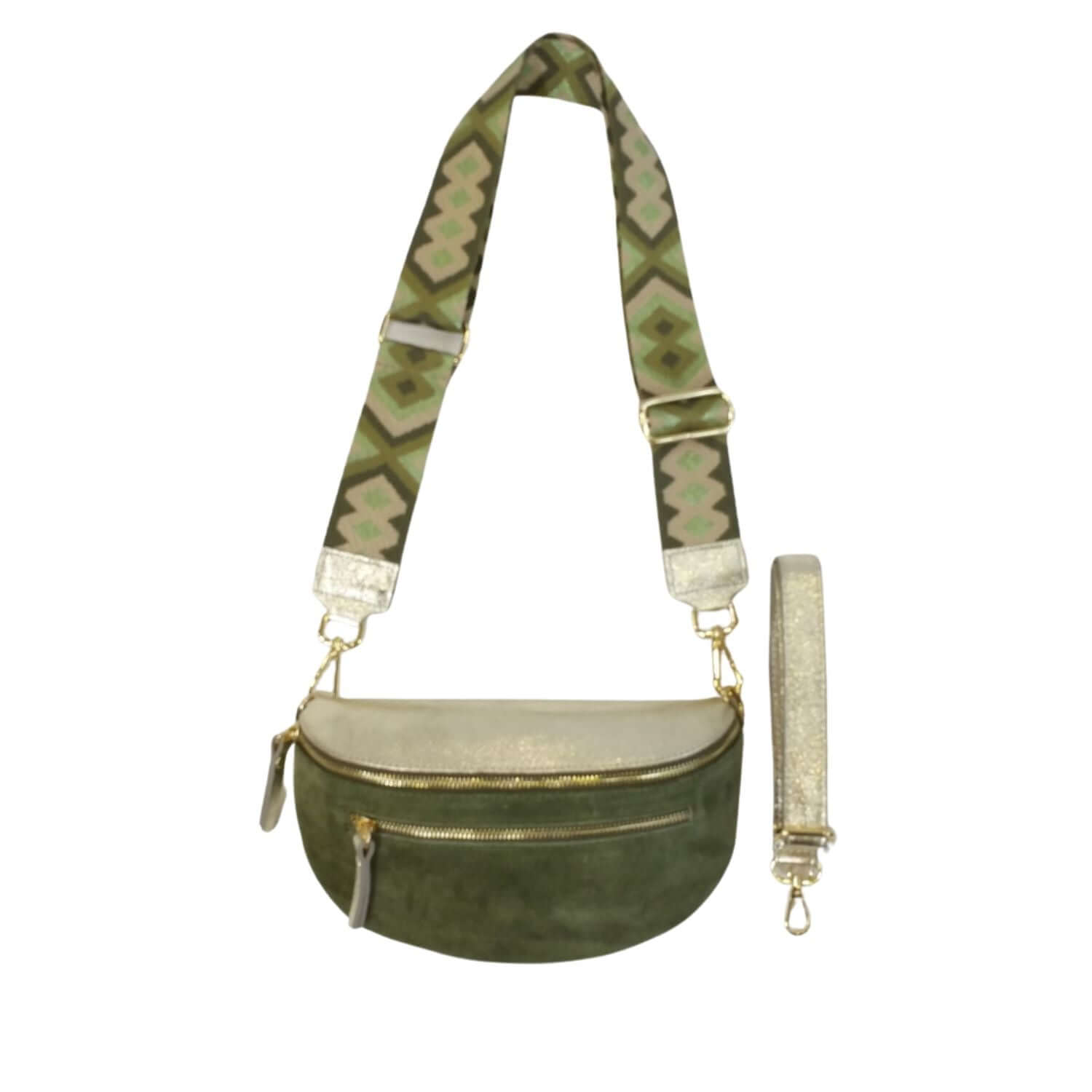 Sac Banane Cuir Irisé et Daim - Double Fermeture et Style Polyvalent - Cap-Nature