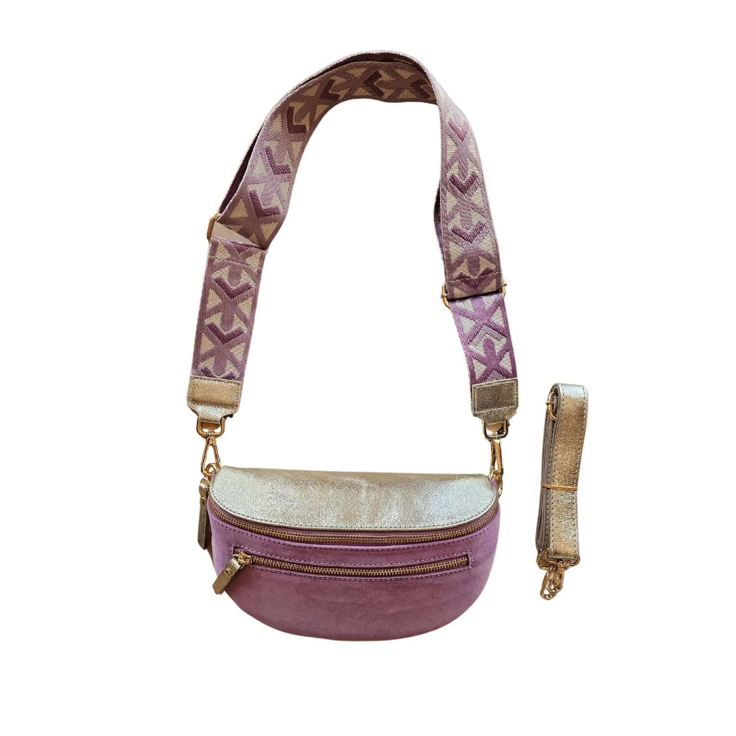 Sac Banane Cuir Irisé et Daim - Double Fermeture et Style Polyvalent - Cap-Nature