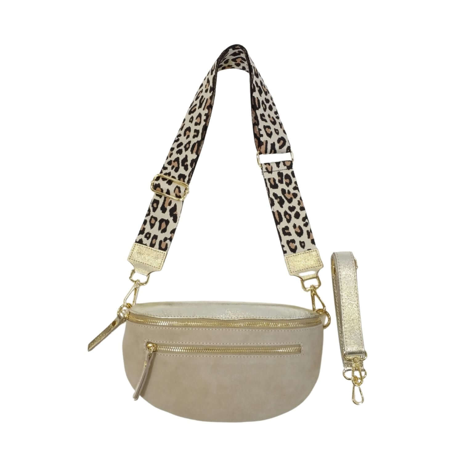 Sac Banane Cuir Irisé et Daim - Double Fermeture et Style Polyvalent - Cap-Nature