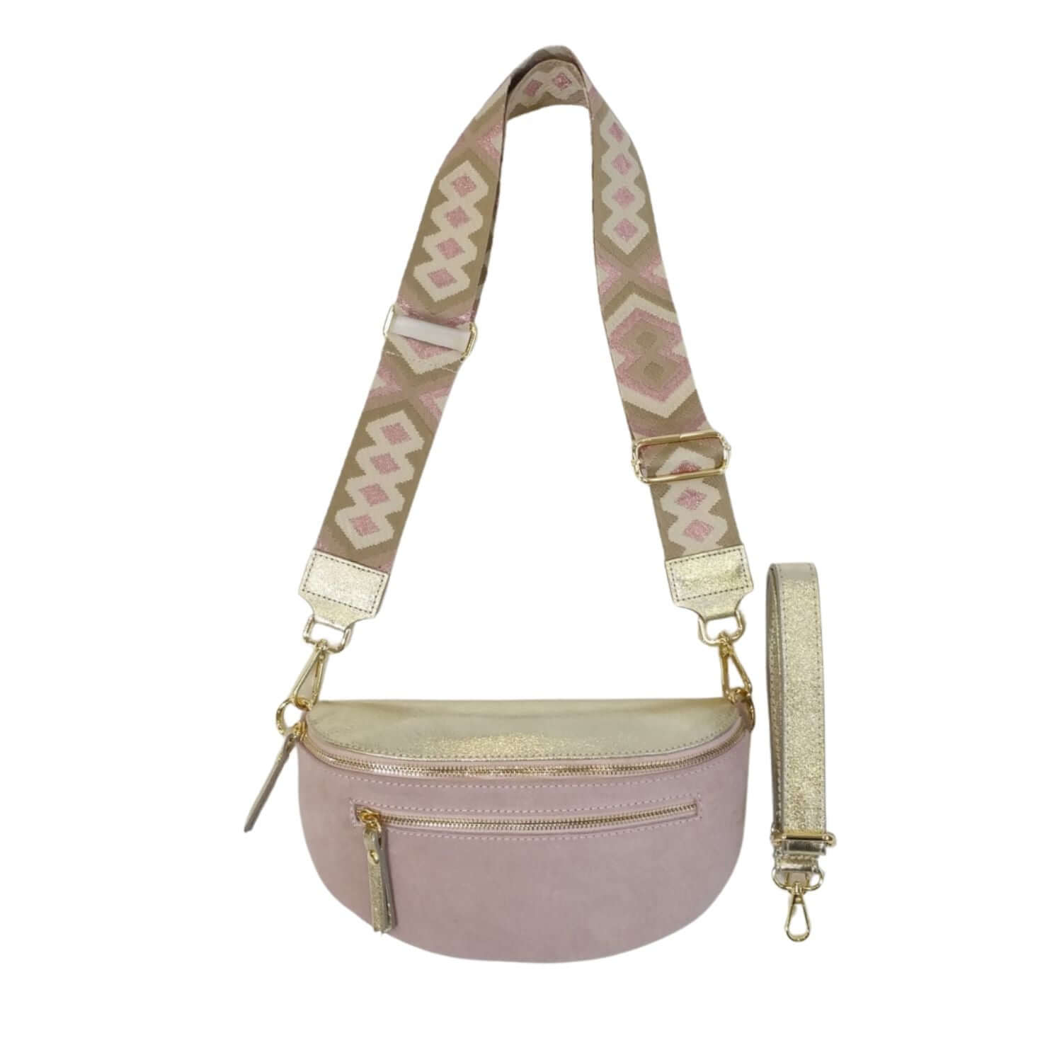 Sac Banane Cuir Irisé et Daim - Double Fermeture et Style Polyvalent - Cap-Nature