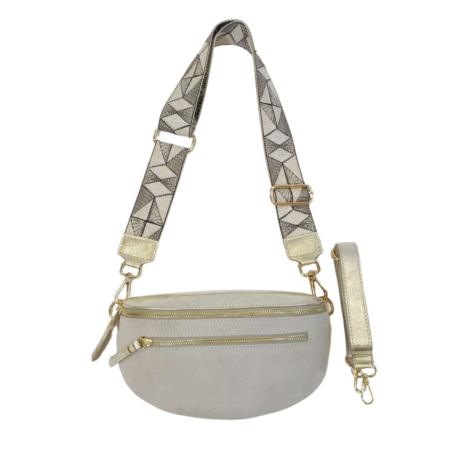 Sac Banane Cuir Irisé et Daim - Double Fermeture et Style Polyvalent - Cap-Nature