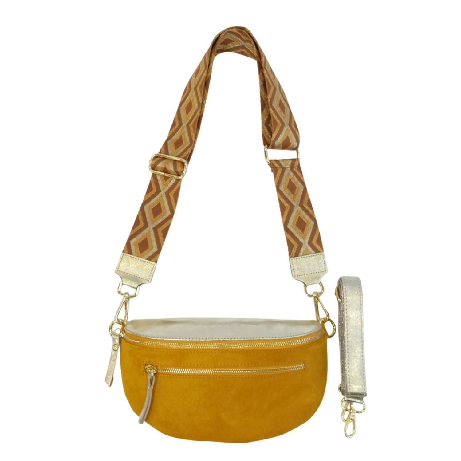 Sac Banane Cuir Irisé et Daim - Double Fermeture et Style Polyvalent - Cap-Nature