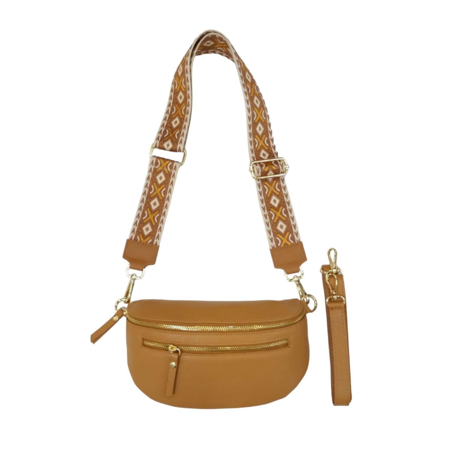 Sac Banane en Cuir Grainé Double Fermeture - Cap-Nature