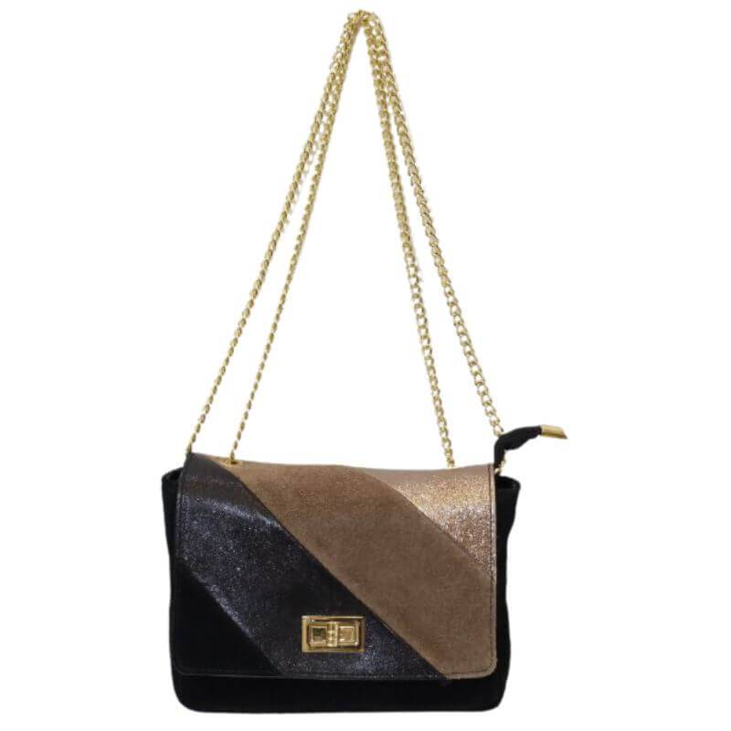 Sac bandoulière en cuir irisé et daim - Cap-Nature