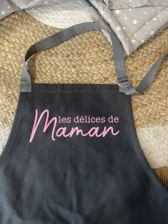 Tablier Anthracite " Les délices de Maman" - Cap-Nature