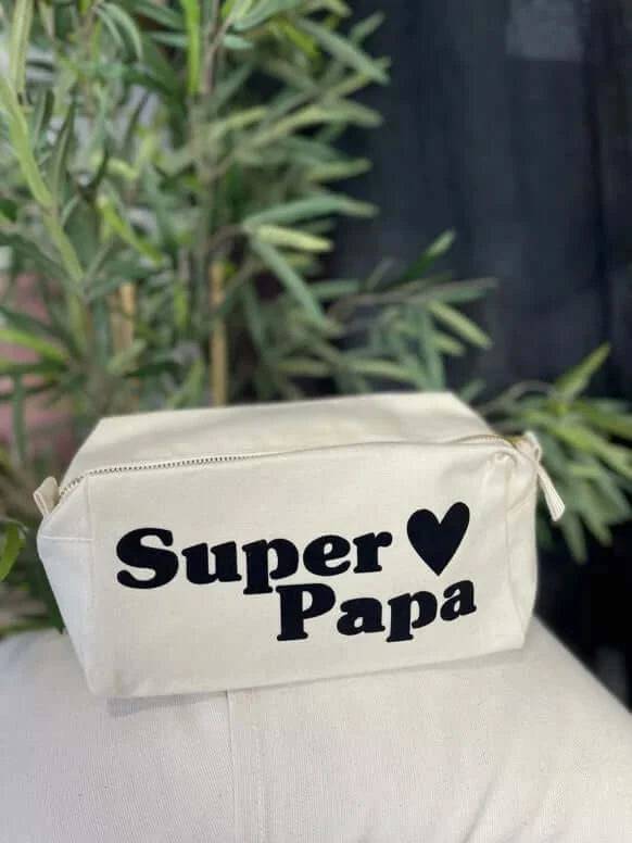 Trousse de toilette cube Ecru " Super Papa" - Cap-Nature