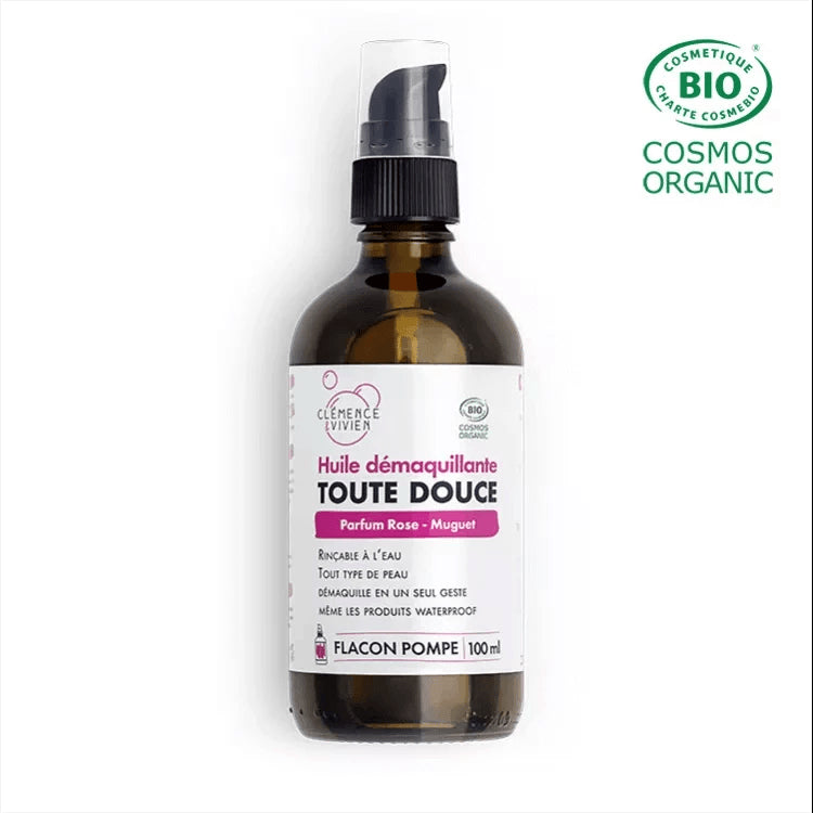 Huile démaquillante rinçable Toute douce Parfum Rose-Muguet 100ml - Clémence et Vivien - Cap-Nature