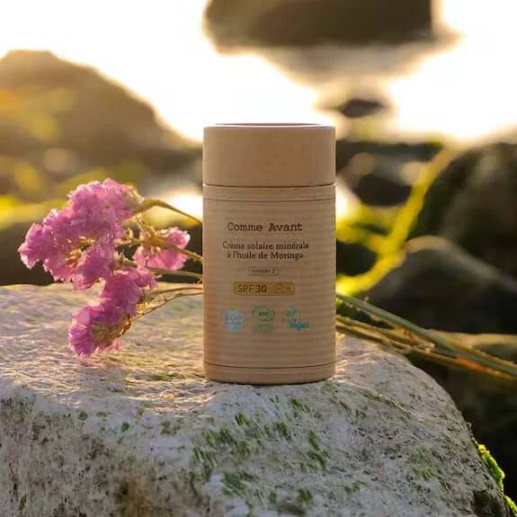 Crème solaire minérale solide SPF30 à l'huile de Moringa bio - Comme Avant - Cap-Nature