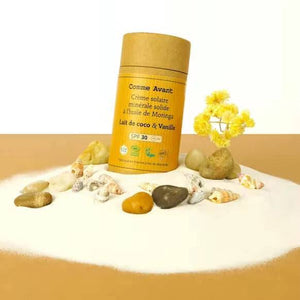Crème solaire minérale solide SPF30 - Lait de Coco & Vanille - Comme Avant - Cap-Nature