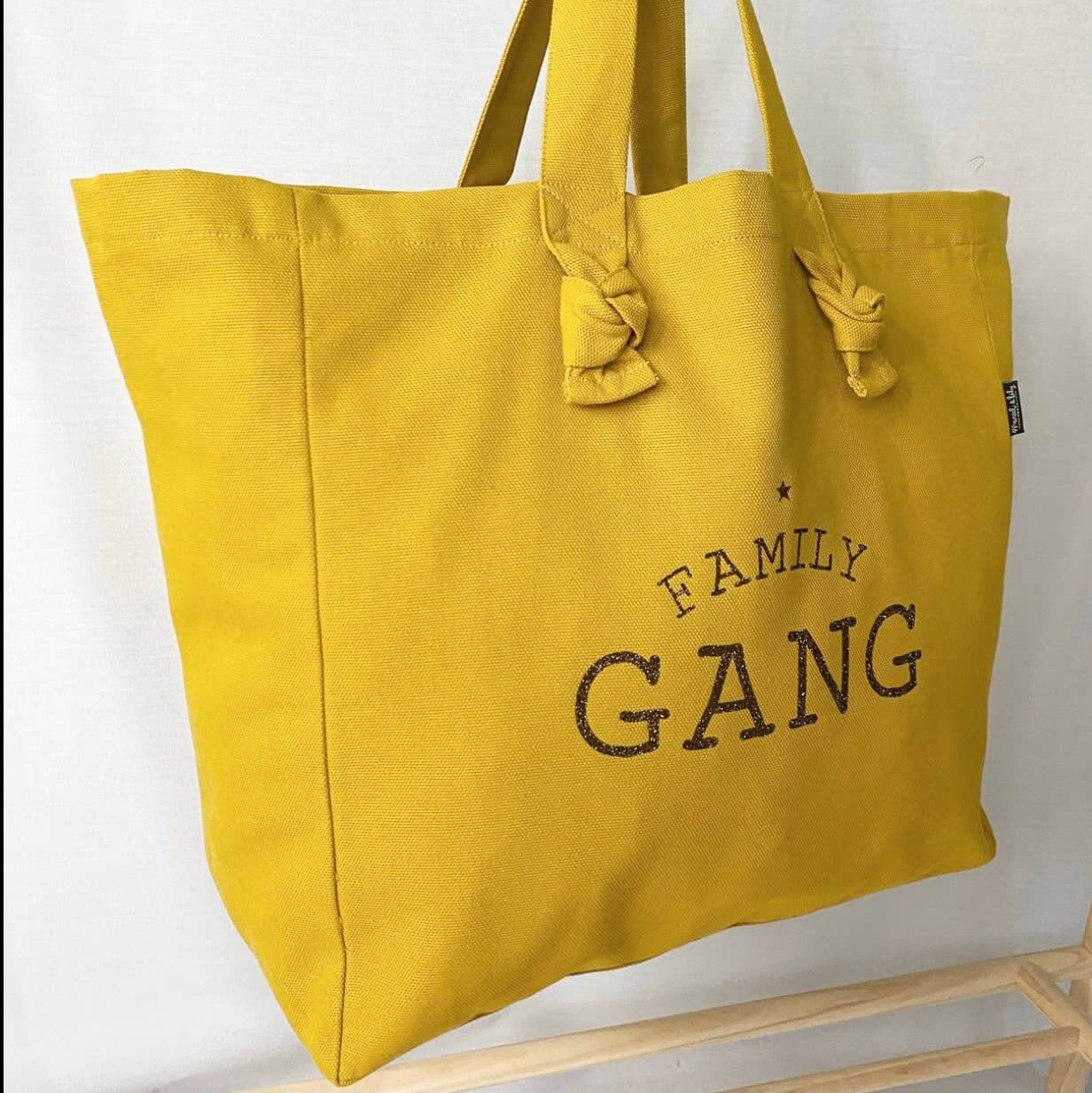 Borsa Tote “Family Gang”, colore senape