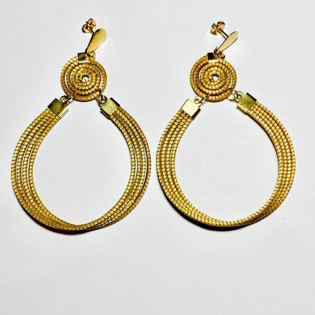 Paar runde Ohrringe aus pflanzlichem Gold