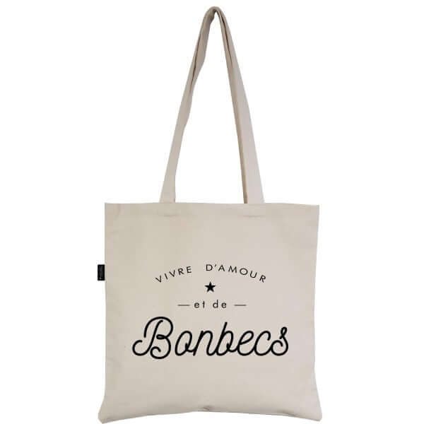 Tote Bag Ecru - Vivre d'Amour et de Bonbecs - Cap-Nature