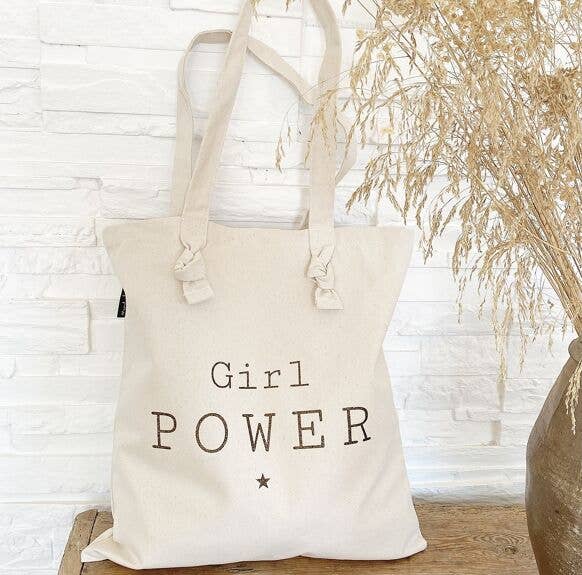 Tote Bag À Noeuds "Girl Power" Coloris Écru - Cap-Nature