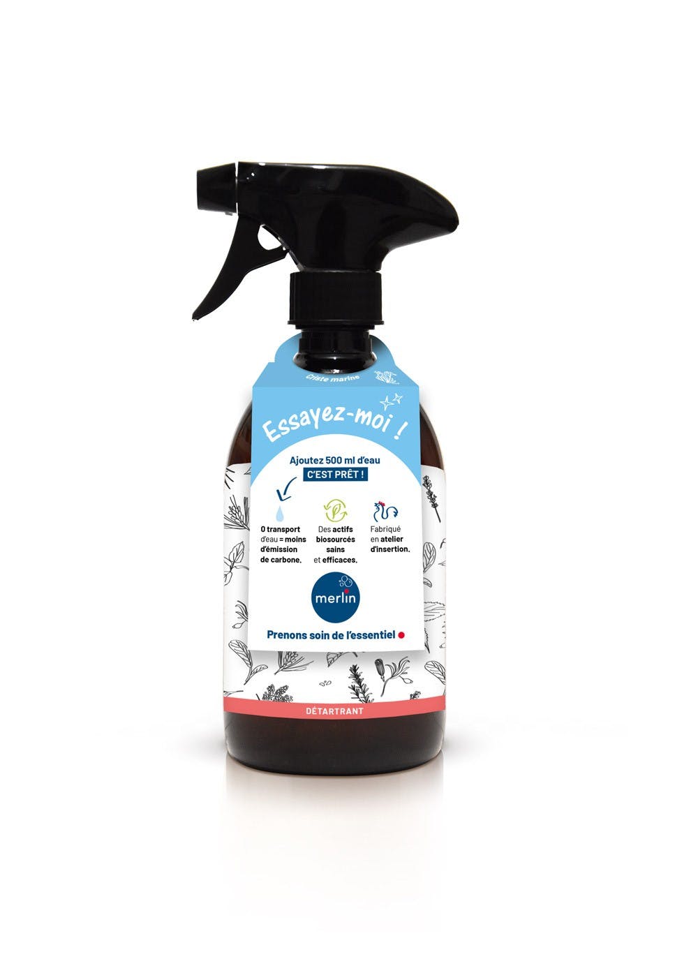 MERLIN Flacon spray Détartrant réutilisable + 1 dose Criste Marine - Cap-Nature