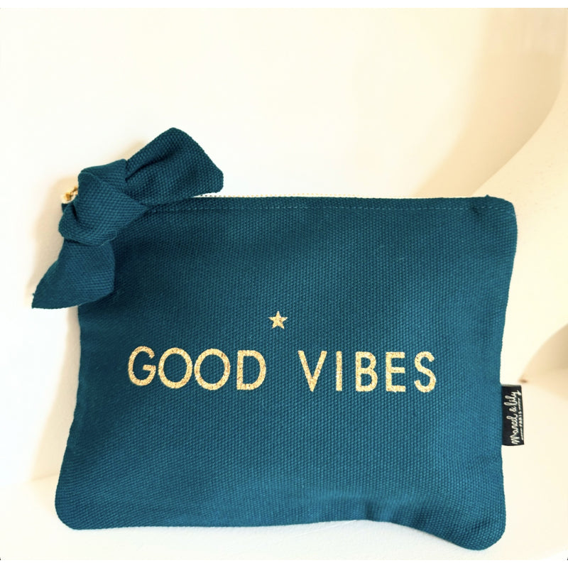 Pochette "Good Vibes" - Couleur Bleu Paon - Cap-Nature