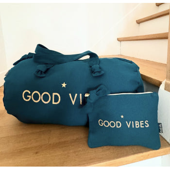 Pochette "Good Vibes" - Couleur Bleu Paon - Cap-Nature