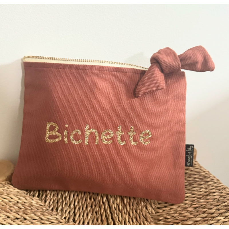 Pochette couleur Terrarosa avec imprimé ou pailleté "Bichette" - Cap-Nature