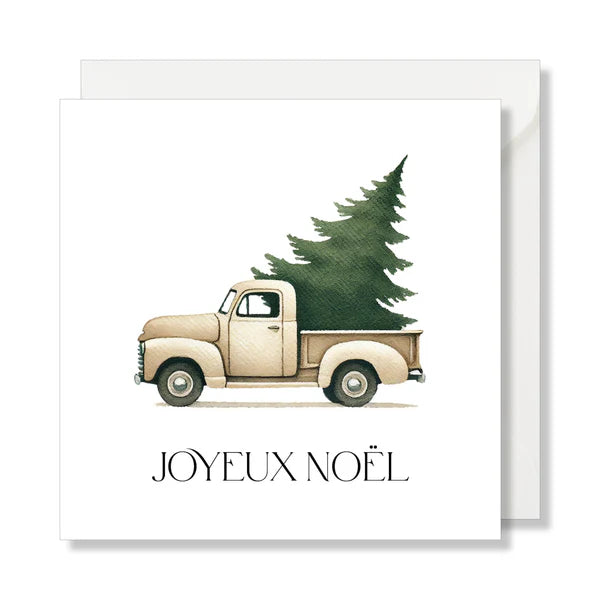 Carte de Vœux Carrée "Joyeux Noël" – Camion et Sapin en Illustration - Cap-Nature