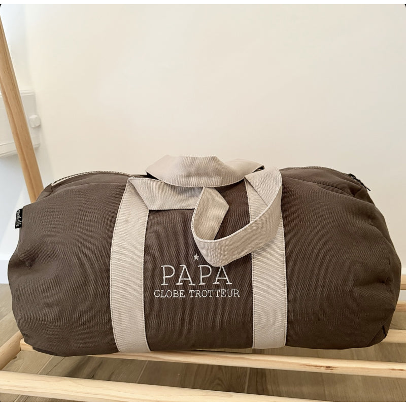 Grand Sac Polochon Bicolore "Globe Trotteur" pour Papa - Cap-Nature