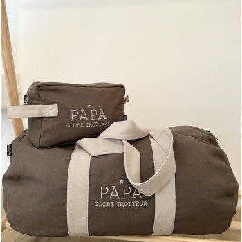 Grand Sac Polochon Bicolore "Globe Trotteur" pour Papa - Cap-Nature