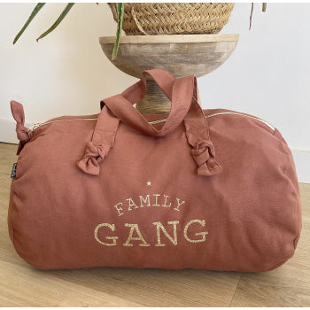 Sac Polochon "Family Gang" en Toile de Coton - Couleur Terra Rosa - Cap-Nature