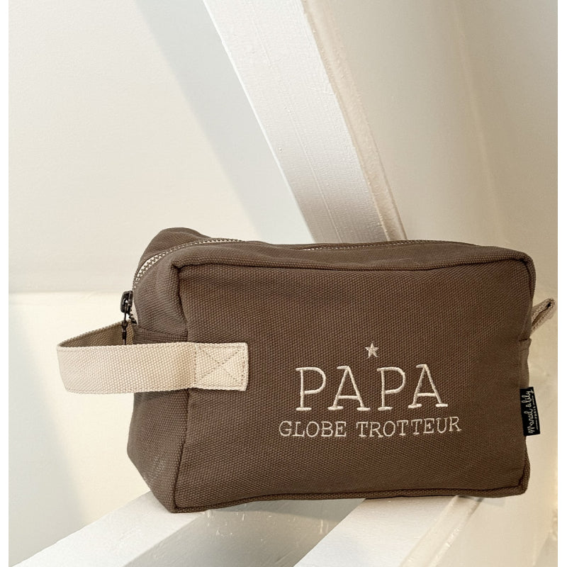 Trousse de Toilette "Globe Trotteur" pour Papa - Couleur Marron Glacé - Cap-Nature