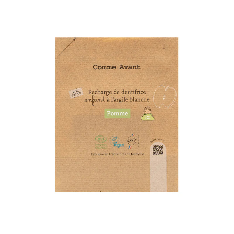 Recharge dentifrice Enfant Pomme - 180ml  - Comme Avant - Cap-Nature