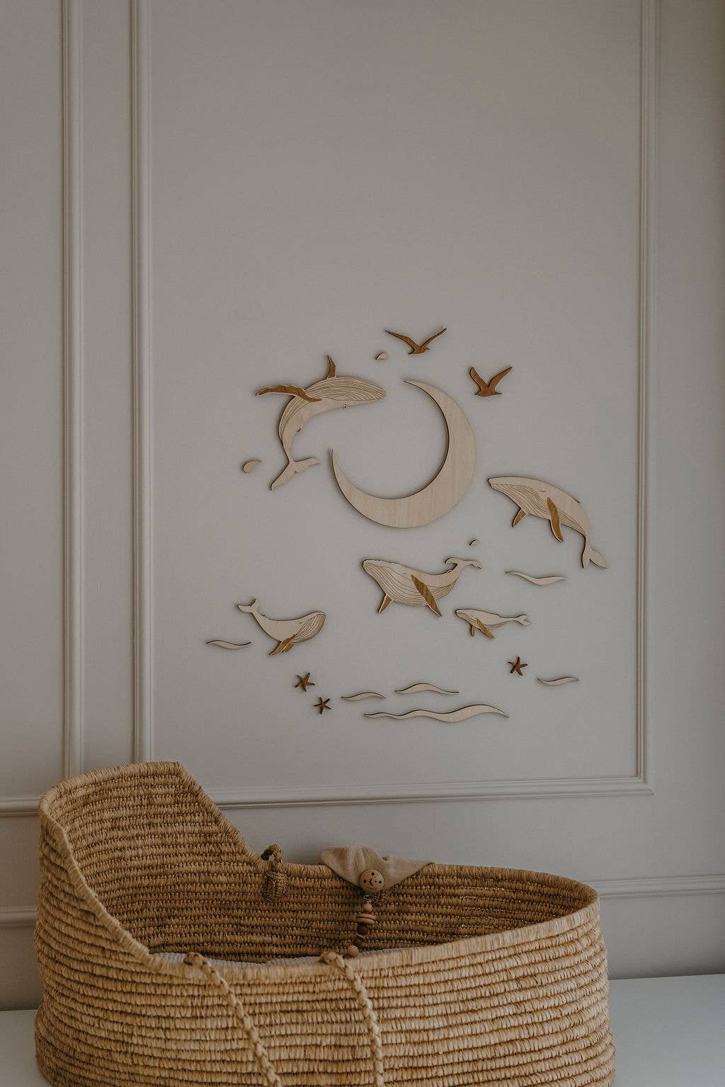 Set de baleine en bois - décoration murale chambre d'enfant - Cap-Nature