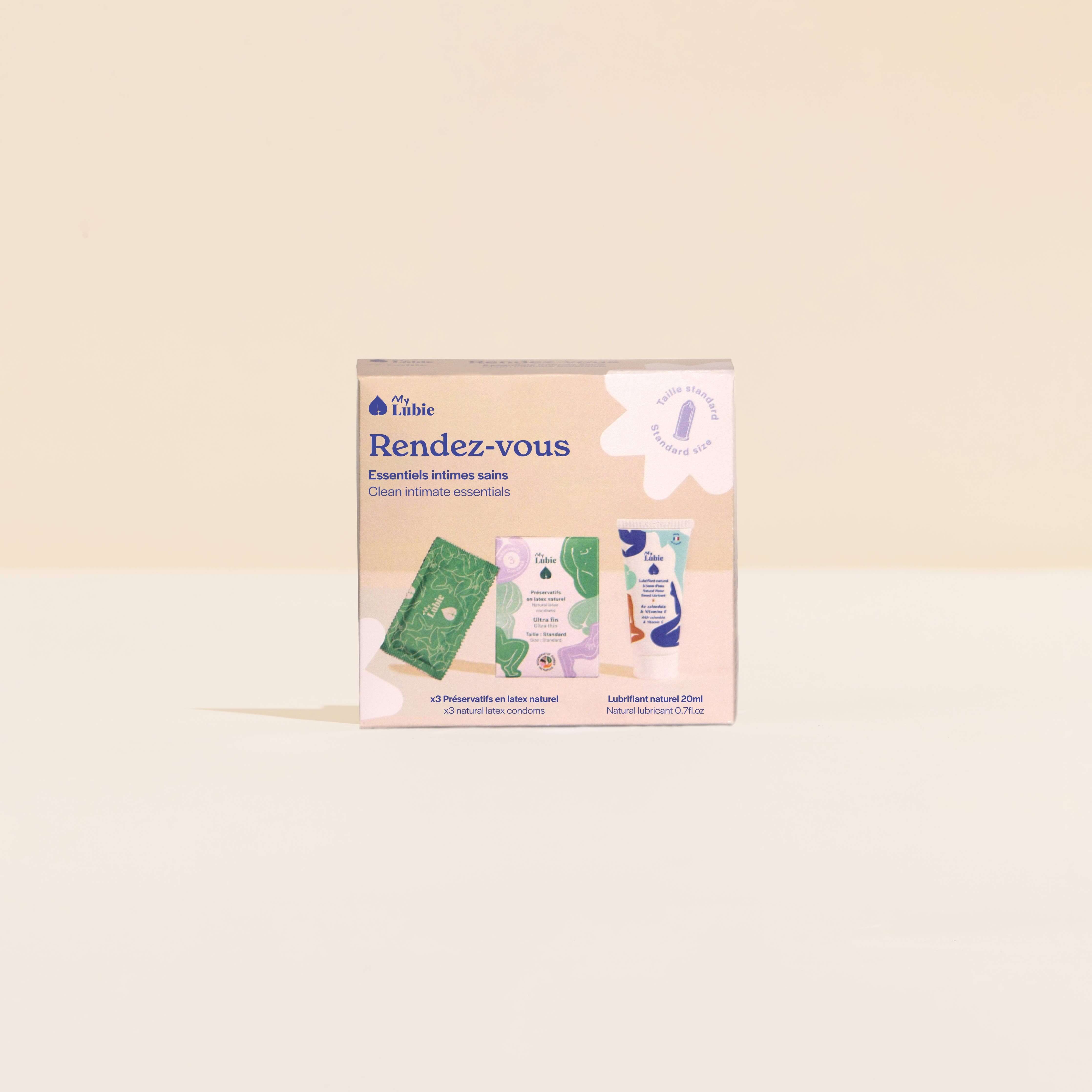 Kit appuntamento: 3 preservativi naturali + un lubrificante da 20 ml
