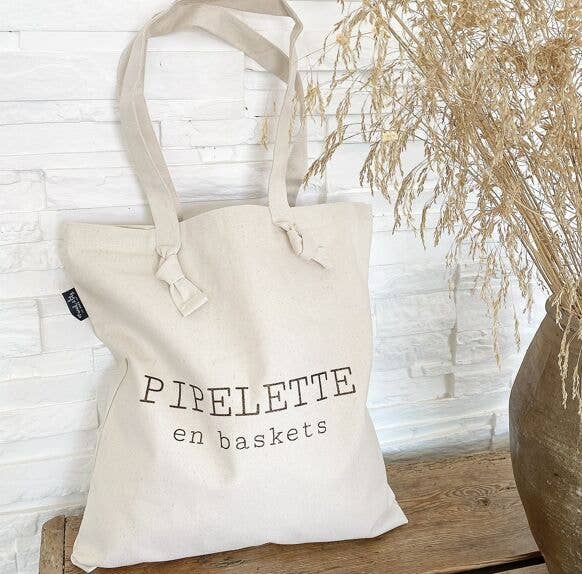 Einkaufstasche mit Schleifen „Pipelette En Baskets“, Ecru-Farbe