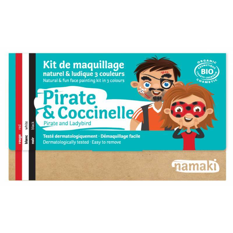 Pirat &amp; Marienkäfer 3-farbiges BIO-Schminkset