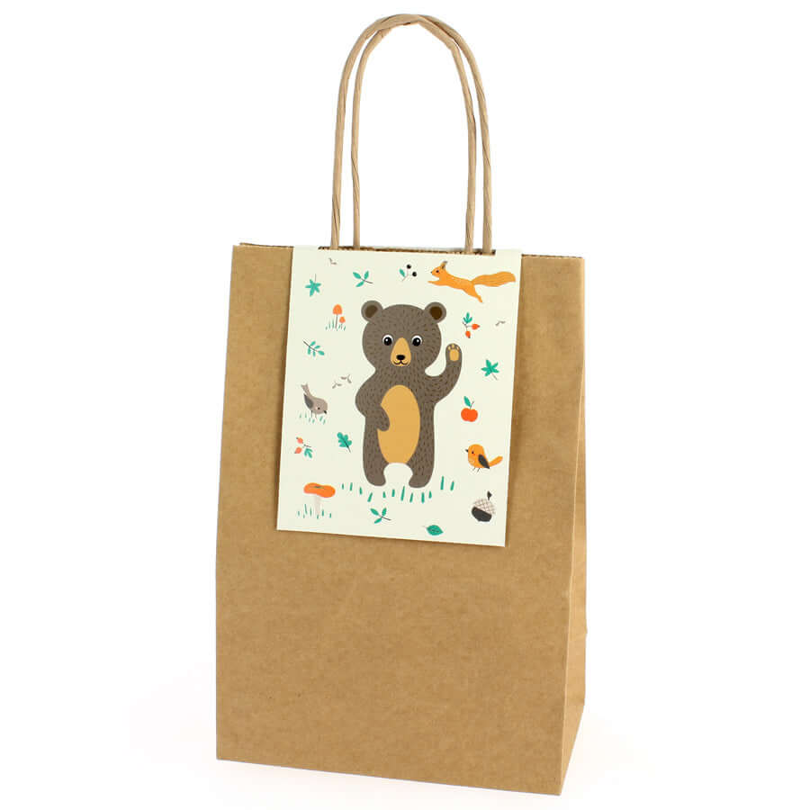 6 sacchetti regalo con animali della foresta - riciclabili